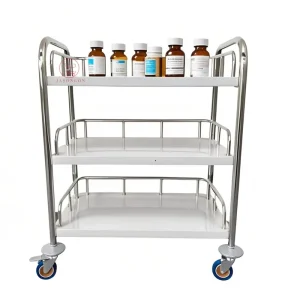 Hospital Medical Trolley Stainless Steel 30kg Per Shelf Capacity Mobile Casters Mirror Polished LFGB