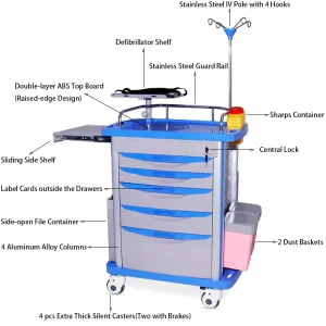 Hospital Medical Trolley with Drawers