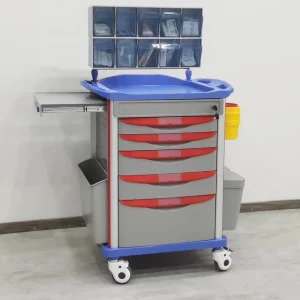 Hospital Medication Emergency Crash Cart Anesthesia Trolley with Wheels
