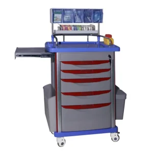 Hospital Medication Emergency Crash Cart Anesthesia Trolley with Wheels