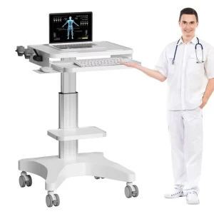 Hospital Movable Medical Laptop Trolley Cart Aluminum Alloy 10KG Load Capacity Keyboard Slide Retractable Mouse