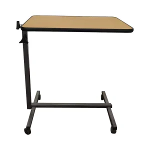 Hospital Movable Over Bed Table with Wheels Steel & Wood 60x40cm