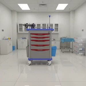 Hospital Multi function Emergency Trolley ABS Cart with Drawers Treatment Trolley Emergency Crash Cart