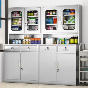 Hospital Office Furniture 304 Stainless Steel Storage Metal Medicine Cabinet with Dental Surgical Cabinet