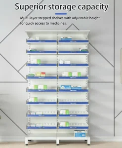 Hospital Outpatient Iron Adjustable Drug Rack Pharmacy Dispensing Shelf Western Medicine Cabinet Pull Down Storage Cages Clinics
