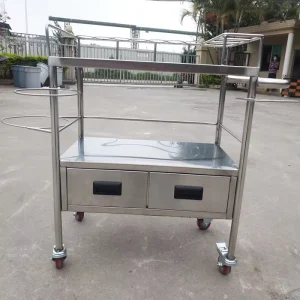 Hospital Stainless Steel Medical Dressing Trolley Surgical Trolley in Thai Metal Treatment Hand Cash Cart Equipment Manufacturer