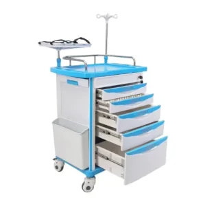 Hospital Steel Anesthesia Trolley Medical Emergency Medicine Cart with Drawers Basket ABS Metal Storage System