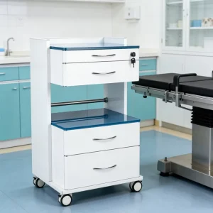 Hospital Supplies Cabinet Mobile Design Stainless Steel Construction 4 Lockable Drawers Color Options for Clinic