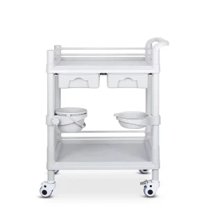 Hospital Trolley With Two Shelves ABS Mobile Multifunction Instrument Trolley