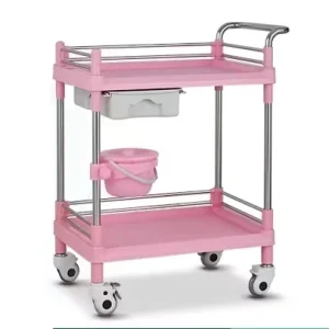 Hospital Trolley With Two Shelves Medical Trolley ABS Mobile Multi function Instrument Trolley