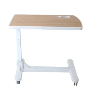 Hospital Use Overbed Serving Tray Table Adjustable Height Mobile Bedside Cart with Low Profile Base