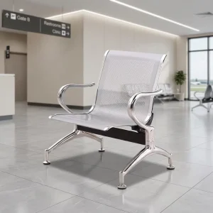 Hospital Waiting Chair 1 Seater 1.2mm Cold Rolled Steel Perforated Back Chrome Armrest Clinic Public Gang Seating