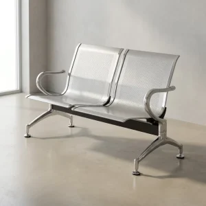 Hospital Waiting Chair 2 Seat Cold Rolled Steel Perforated Back Curved Chrome Armrest Airport Public Bench Seating Durable