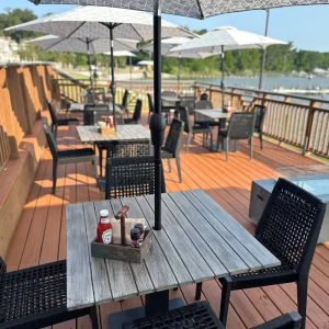 Hospitality Cafe Outdoor Bistro Restaurant Tables and Chairs Stackable Dining Set Black Aluminum Rope Rattan Chair
