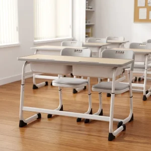 Hot School Furniture and Equipment Adjustable Double Student Desk and Chair Set High Primary Classroom School Desk Table Chair
