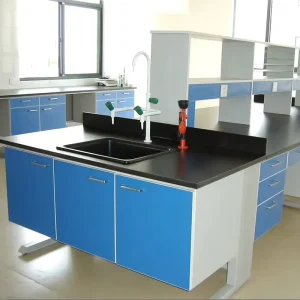 Hot Selling Lab Furniture Laboratory Metal Bench with Wood Cabinet for School