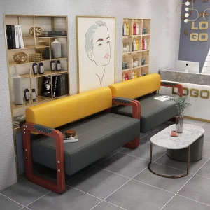 Hot Selling Modern Leather L Shape Waiting Chairs for Beauty Salon Commercial Use Easy to Clean