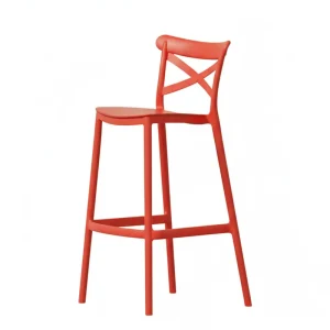 Hot Selling Nordic Classic Ergonomic Cross Back Bar Stool Plastic Seat Counter Barstool Outdoor Stackable Black Bar Chair