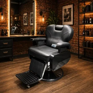 Hot Selling Popular Vintage Beauty Hair Salon Belmont Barber Chair Modern Heavy Duty Hydraulic Black Gold PU Barber Chairs