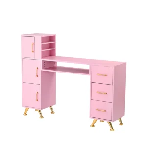 Hot pink Modern Pink Nail Table Manicure Salon Case Customized Portable Beauty Table for Living Room
