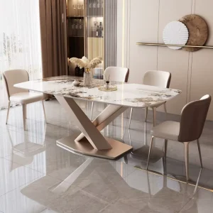 Hot selling Italian style Stone Slab Dining Table and Chair Set for 6 People Restaurant and bar Luxury Marble Dining Table