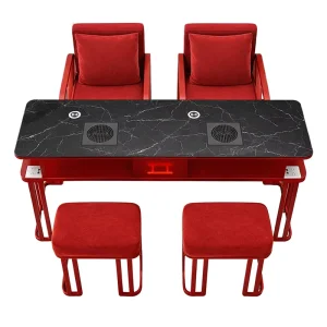 Hot selling Multi seat Modern Manicure Table Stainless Steel Frame Wooden Tabletop Multifunctional Salon Furniture for Beauty