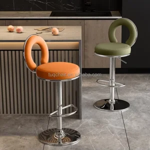 Hot selling Round bar Stools with Thickened Cushions and Backrests for Kitchens High quality Ergonomic bar Stools