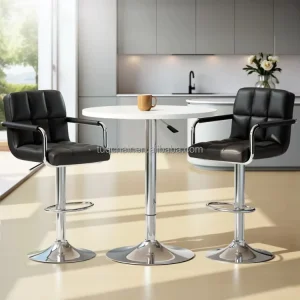 Hot selling square Armrests& High Back Bar Stools for Kitchen High quality Swivel square Black bar Stools for Countertop