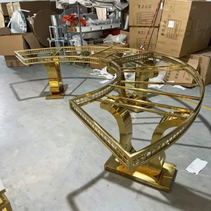 Hotel Banquet Half moon Stainless Steel Hardware Dining Table for Wedding celebrations