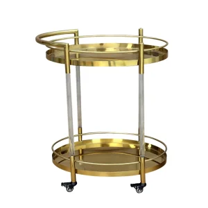 Hotel Banquet Hall Dessert Acrylic Drink Cart Trolley Luxury Metal Frame Event Home Bar Party Food Wine Serve Dining Cart