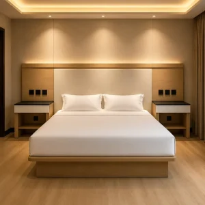 Hotel Bedroom Furniture Set for Africa Plywood King Size Bed Wardrobe Desk Factory Direct MOQ 6 Sets OEM ODM