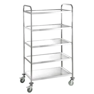 Hotel Canteen Food Service Metal Kitchen Trolley 5 Layer Stainless Steel Commercial Kitchen Cart with Wheels