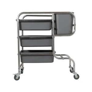 Hotel Canteen Hospital Collecting Cart Stainless Steel Round Tube Bent Foot Plastic Trolley