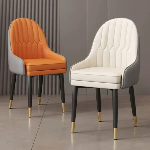 Hotel Chair Black Gold Luxury Table Leather Nordic Indoor Home Modern Metal Dining Room Furniture Restaurant Hotel Chairs