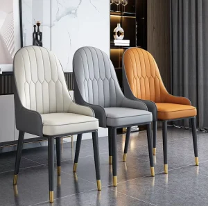 Hotel Chairs Home Furniture Metal Customized Logo Nordic Cgold Indoor Fusofaure Restfurnituredern Leather White 5pcs