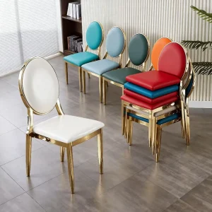Hotel Chairs Party Metal Banquet Golden Steel Hotel Small Leather Swivel Chair