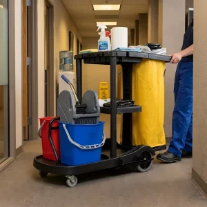 Hotel Commercial Cleaning Tools Multifunctional Cleaning Trolley Plastic Cleaning Trolley Janitor Cart
