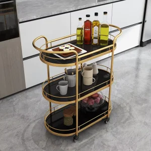 Hotel Commercial Food Delivery Trolleys for Snacks and Beverages Iron Wheeled Beverage Trolleys Cake Trolleys