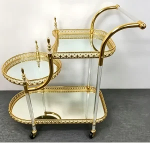 Hotel Dining Cart Metal Handcart Party 3 layer Golden Wedding Dining Liquor Trolley