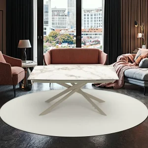 Hotel Dining Table Set Luxury Sintered Stone Top Metal Legs Elegant Design 8 Seater for Lobby Restaurant Area Hotel Furniture