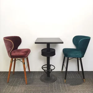 Hotel Dining Wood Fabric Restaurant Sets Bar Furniture 1 Table + 2 Chairs Dining Set