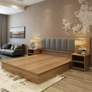 Hotel Furniture Modern Minimalist Wood based Panel Hotel Bed Furniture Set for Standard Rooms Guesthouses Apartment