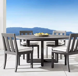 Hotel Garden Balcony Outdoor Metal Furniture Aluminum Round Table Side Chair Dining Set