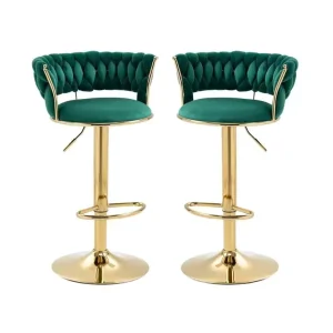 Hotel Home Furniture Dining Room Kitchen Armchairs bar Stool Chairs bar Chair Velvet Green Modern Round Luxury bar Chair