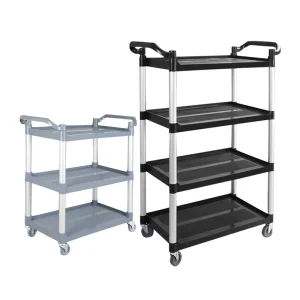 Hotel Kitchen Equipment Service Trolley Plastic Dining Delivery Cart 3 Layers Dish Collect Cart Panel 1 Qt