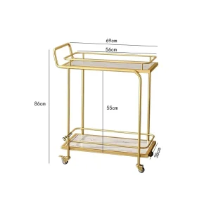 Hotel Liquor Service Trolley Golden Wrought Iron Multi layer Structure Suitable for Restaurant Food Delivery and Catering