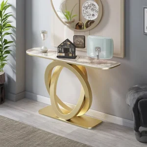 Hotel Lobby Console Table Slim Design Hallway Entrance Table With Shelf Storage Modern Style