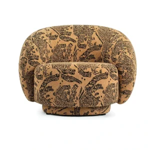 Hotel Lobby Tiger Mountain Chenille Julep Lounge Chair Wooden Living Room Accent Chairs to Contemporary Living Space