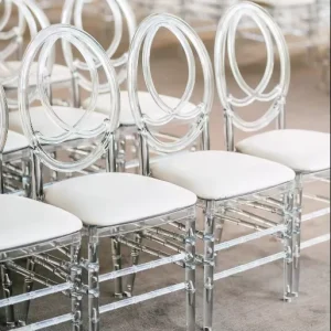 Hotel Luxury Stackable Wedding Event Crystal Plastic Transparent Clear Acrylic Phoenix Chairs With Cushions
