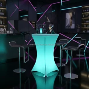 Hotel Modern LED Outdoor White Luminous Folding Circular Cocktail Table